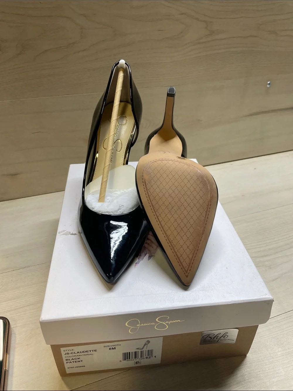Jessica Simpson Black Patent Pointed Toe Stiletto Pumps #557